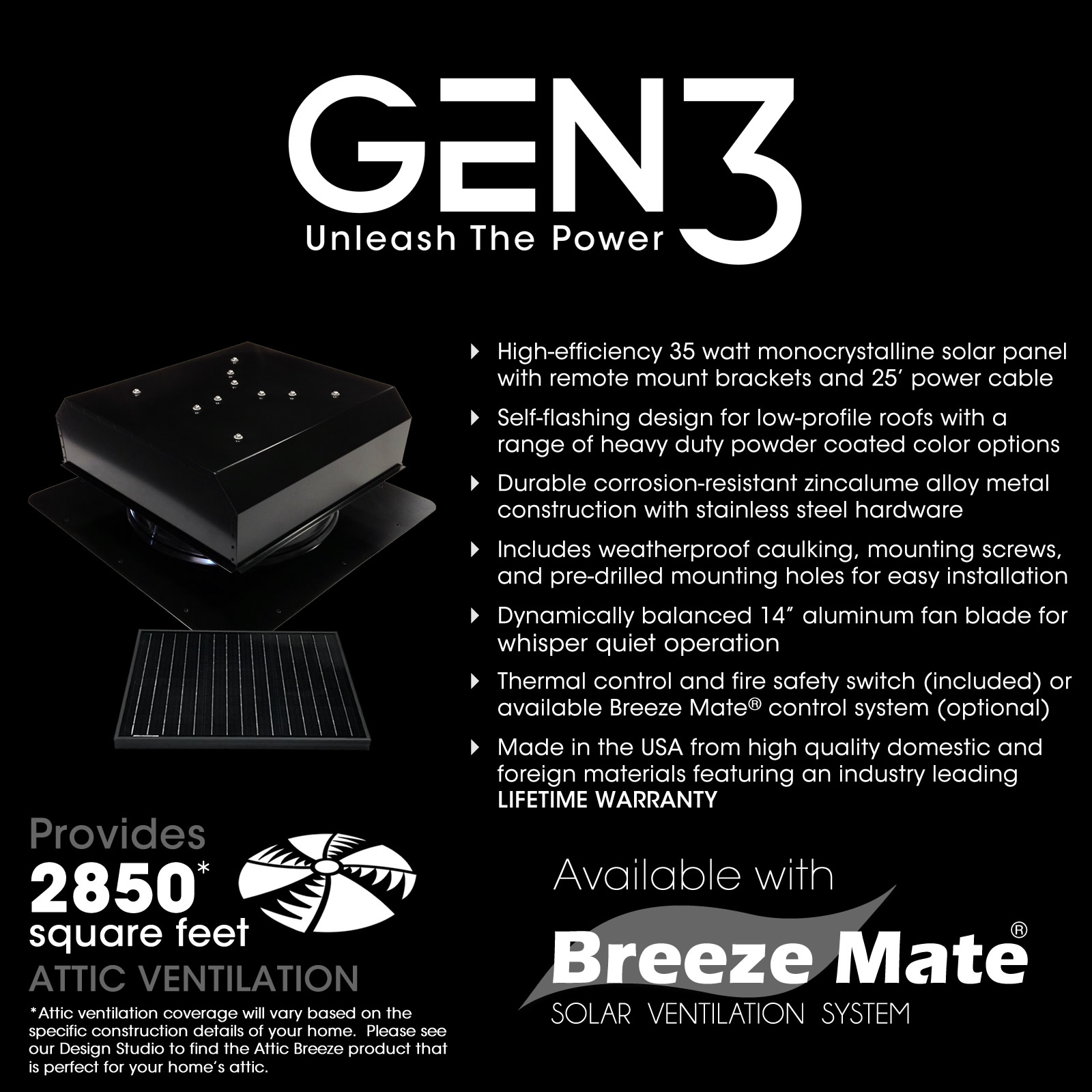 Attic Breeze AB-3523D solar attic fan