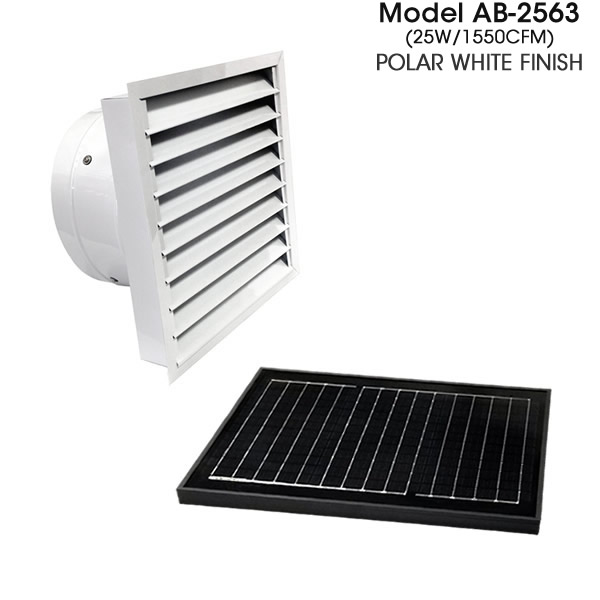 AB-2563 solar attic fan in polar white finish